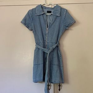 jean zip up dress